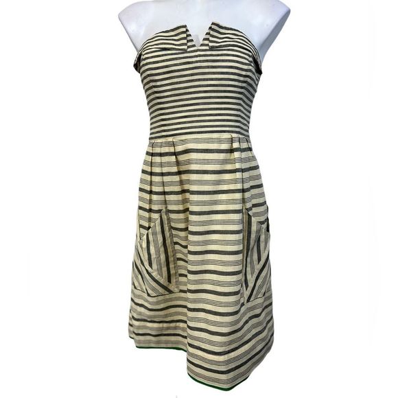Anthropologie Maeve Changing Stripes Dress Cream| Womens size 10 - Picture 2 of 7